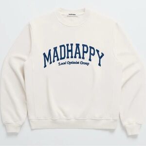 NWOT MADHAPPY CAMPUS CREWNECK FLEECE LARGE WHITE CURRENT